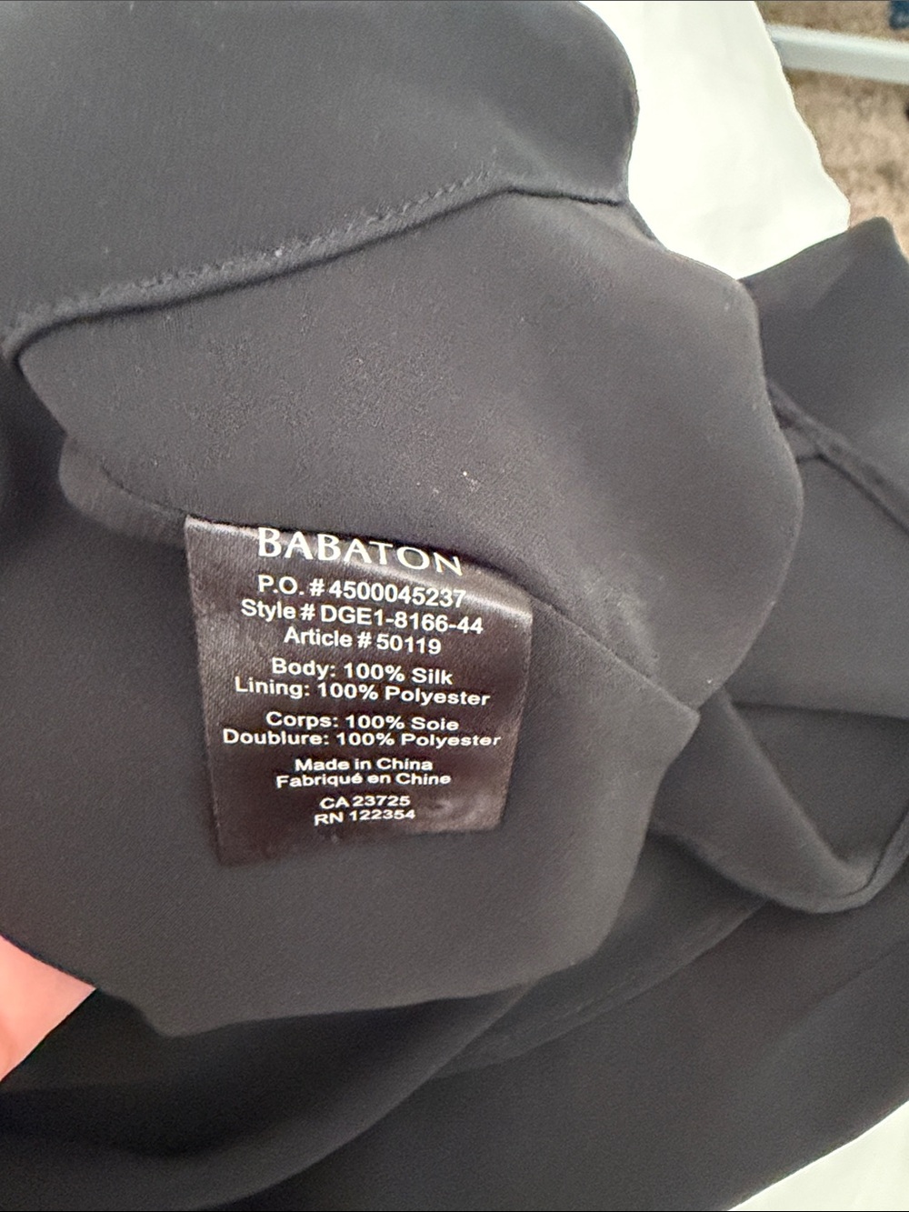 Babaton 100% Silk Black Long-Sleeve Drawstring Dress - Picture 4 of 4